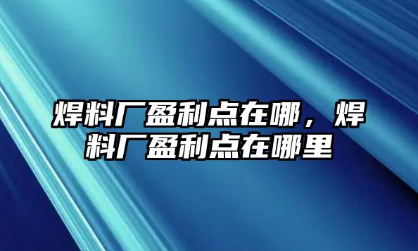 焊料廠盈利點(diǎn)在哪，焊料廠盈利點(diǎn)在哪里