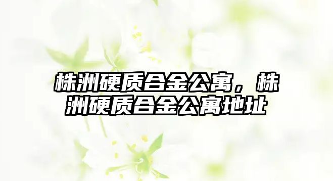 株洲硬質(zhì)合金公寓，株洲硬質(zhì)合金公寓地址