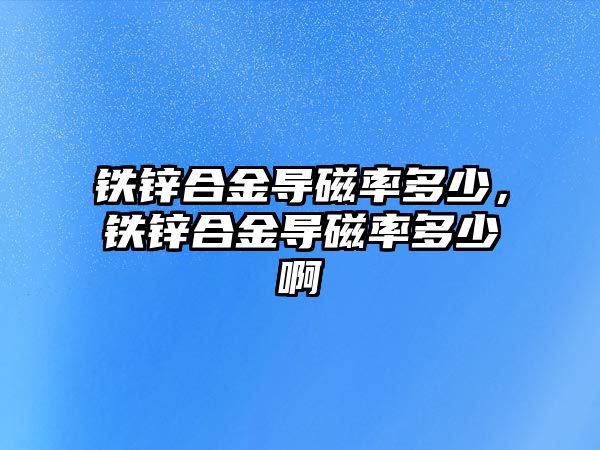 鐵鋅合金導磁率多少，鐵鋅合金導磁率多少啊