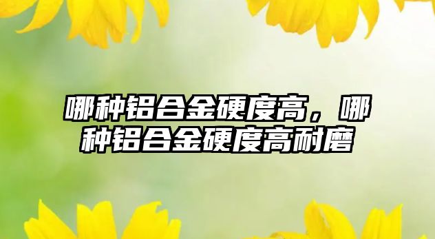 哪種鋁合金硬度高，哪種鋁合金硬度高耐磨