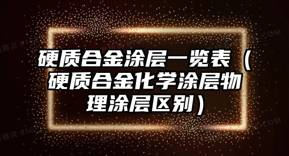 硬質(zhì)合金涂層一覽表（硬質(zhì)合金化學涂層物理涂層區(qū)別）