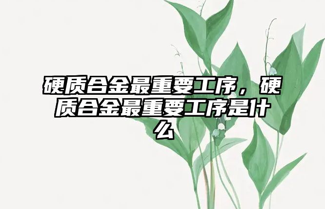 硬質(zhì)合金最重要工序，硬質(zhì)合金最重要工序是什么