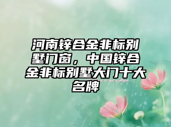 河南鋅合金非標別墅門窗，中國鋅合金非標別墅大門十大名牌