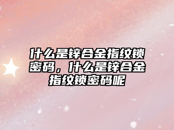 什么是鋅合金指紋鎖密碼，什么是鋅合金指紋鎖密碼呢