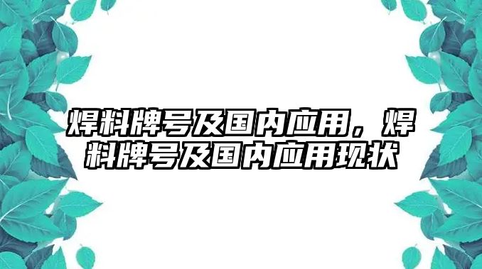 焊料牌號及國內(nèi)應(yīng)用，焊料牌號及國內(nèi)應(yīng)用現(xiàn)狀