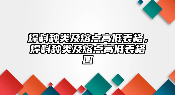 焊料種類及熔點(diǎn)高低表格，焊料種類及熔點(diǎn)高低表格圖