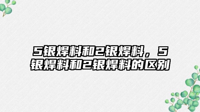 5銀焊料和2銀焊料，5銀焊料和2銀焊料的區(qū)別