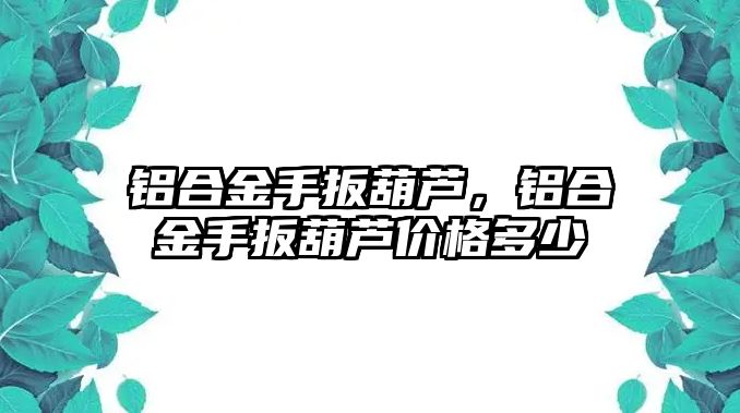 鋁合金手扳葫蘆，鋁合金手扳葫蘆價(jià)格多少