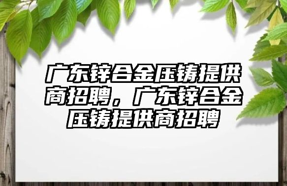 廣東鋅合金壓鑄提供商招聘，廣東鋅合金壓鑄提供商招聘