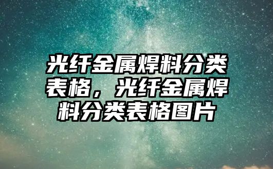 光纖金屬焊料分類表格，光纖金屬焊料分類表格圖片