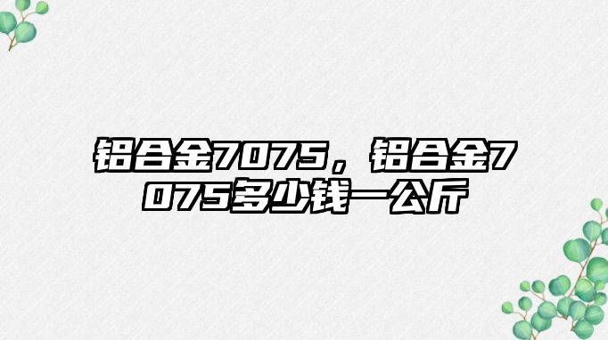 鋁合金7075，鋁合金7075多少錢一公斤