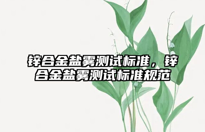 鋅合金鹽霧測試標準，鋅合金鹽霧測試標準規(guī)范