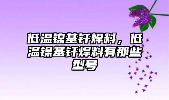 低溫鎳基釬焊料，低溫鎳基釬焊料有那些型號