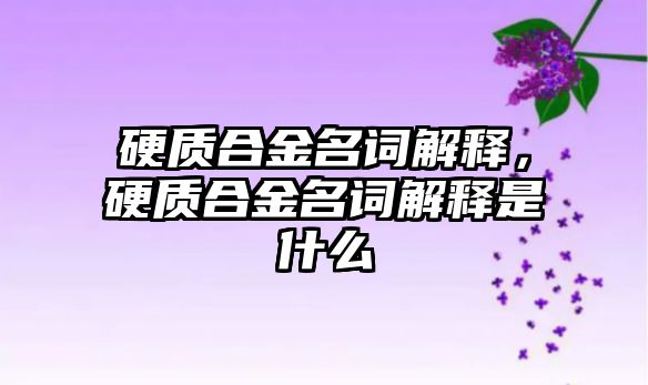 硬質(zhì)合金名詞解釋，硬質(zhì)合金名詞解釋是什么