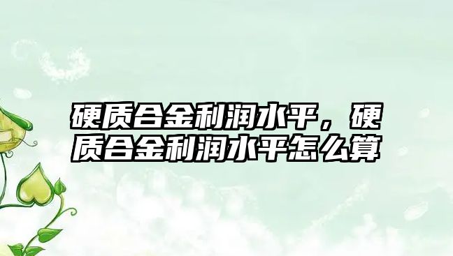 硬質(zhì)合金利潤水平，硬質(zhì)合金利潤水平怎么算