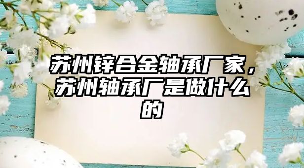 蘇州鋅合金軸承廠家，蘇州軸承廠是做什么的