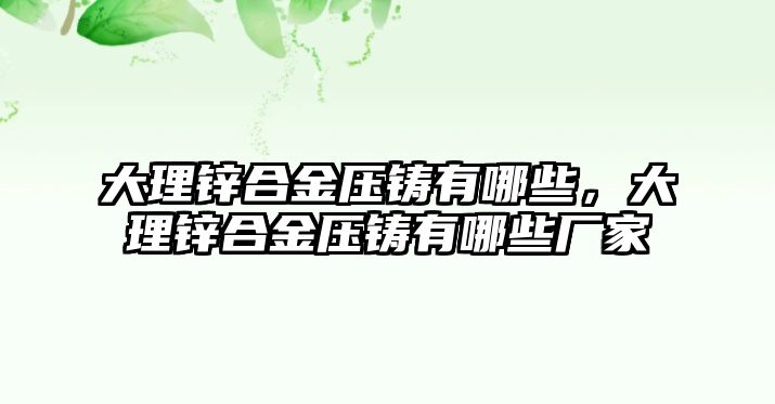 大理鋅合金壓鑄有哪些，大理鋅合金壓鑄有哪些廠家