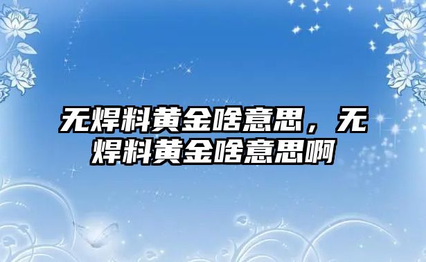 無焊料黃金啥意思，無焊料黃金啥意思啊