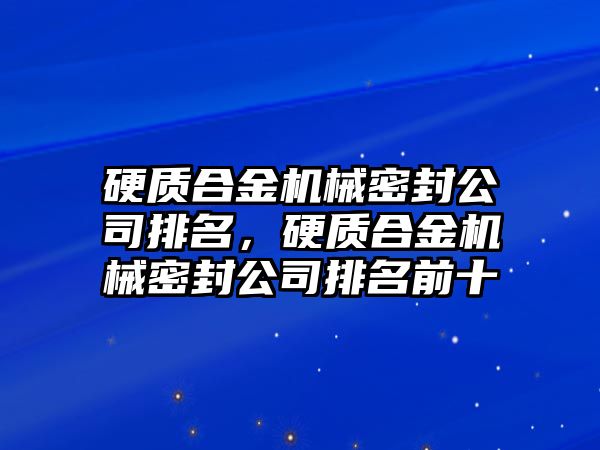 硬質合金機械密封公司排名，硬質合金機械密封公司排名前十