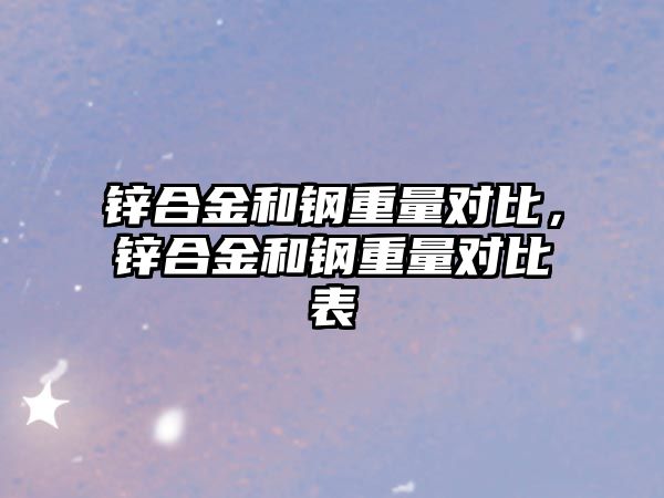 鋅合金和鋼重量對比，鋅合金和鋼重量對比表