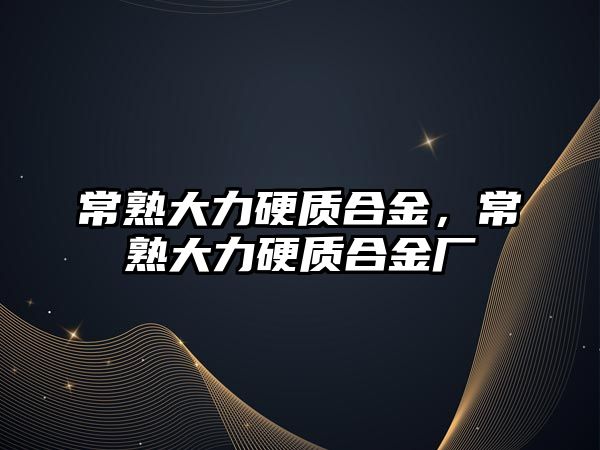 常熟大力硬質(zhì)合金，常熟大力硬質(zhì)合金廠