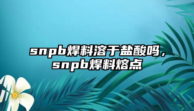 snpb焊料溶于鹽酸嗎，snpb焊料熔點(diǎn)