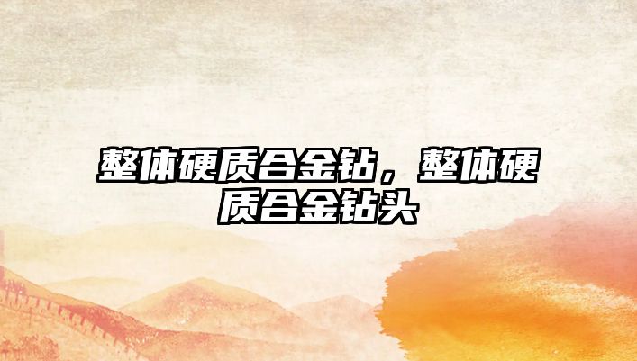 整體硬質(zhì)合金鉆，整體硬質(zhì)合金鉆頭