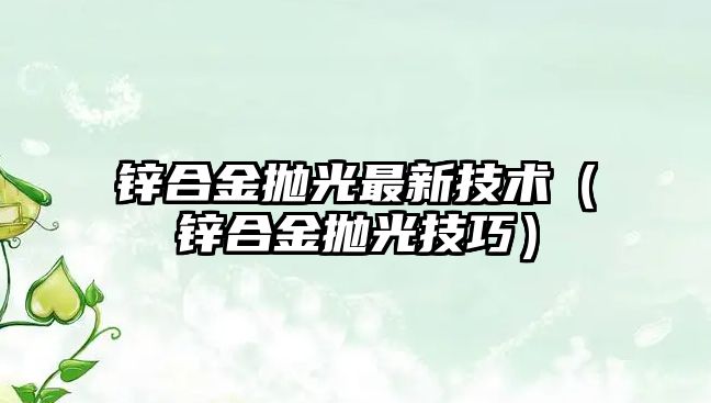 鋅合金拋光最新技術(shù)（鋅合金拋光技巧）