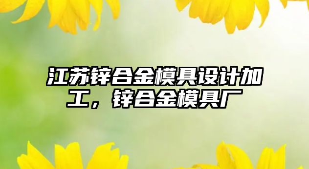 江蘇鋅合金模具設計加工，鋅合金模具廠