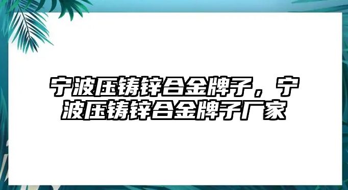 寧波壓鑄鋅合金牌子，寧波壓鑄鋅合金牌子廠家