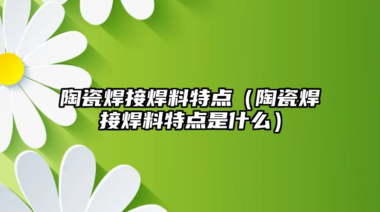 陶瓷焊接焊料特點（陶瓷焊接焊料特點是什么）