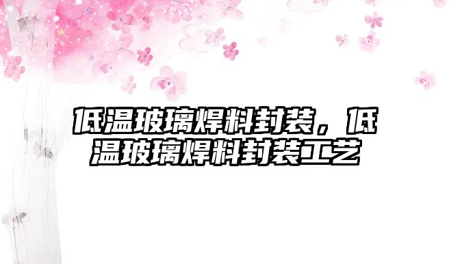 低溫玻璃焊料封裝，低溫玻璃焊料封裝工藝