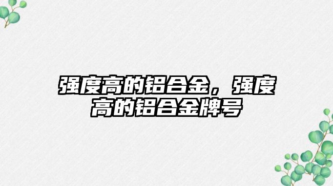 強(qiáng)度高的鋁合金，強(qiáng)度高的鋁合金牌號