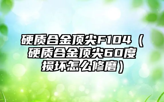 硬質(zhì)合金頂尖F104（硬質(zhì)合金頂尖60度損壞怎么修磨）