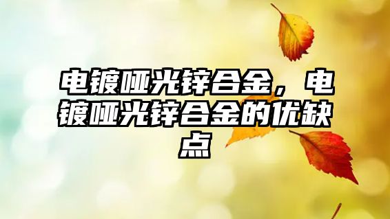 電鍍啞光鋅合金，電鍍啞光鋅合金的優(yōu)缺點(diǎn)