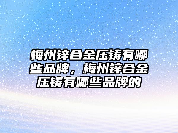 梅州鋅合金壓鑄有哪些品牌，梅州鋅合金壓鑄有哪些品牌的