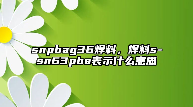 snpbag36焊料，焊料s-sn63pba表示什么意思