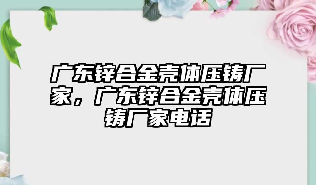 廣東鋅合金殼體壓鑄廠家，廣東鋅合金殼體壓鑄廠家電話