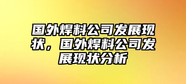 國外焊料公司發(fā)展現(xiàn)狀，國外焊料公司發(fā)展現(xiàn)狀分析