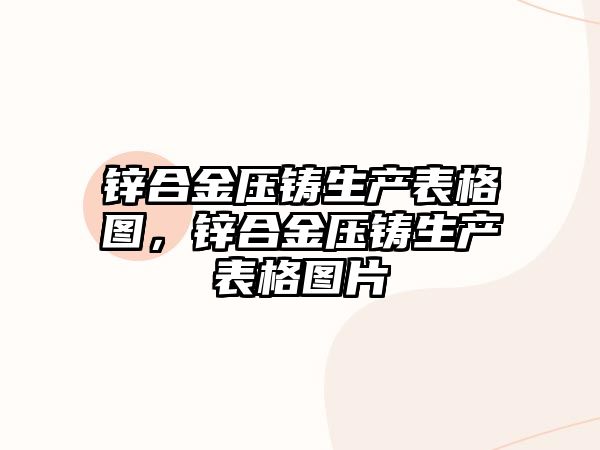 鋅合金壓鑄生產表格圖，鋅合金壓鑄生產表格圖片