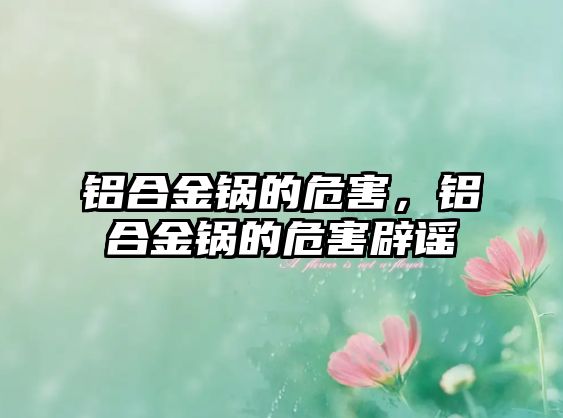 鋁合金鍋的危害，鋁合金鍋的危害辟謠