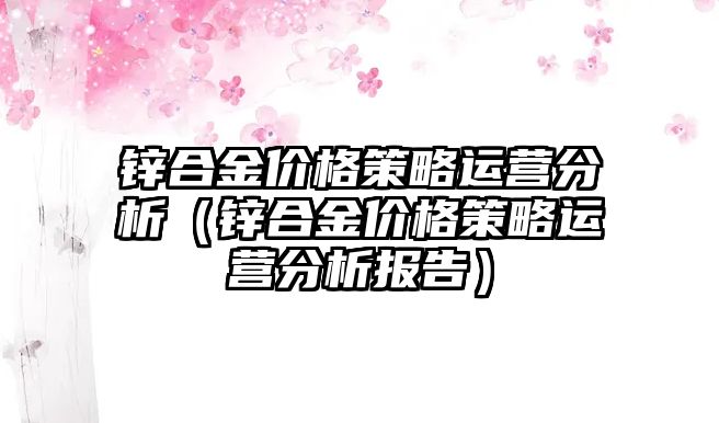 鋅合金價(jià)格策略運(yùn)營(yíng)分析（鋅合金價(jià)格策略運(yùn)營(yíng)分析報(bào)告）