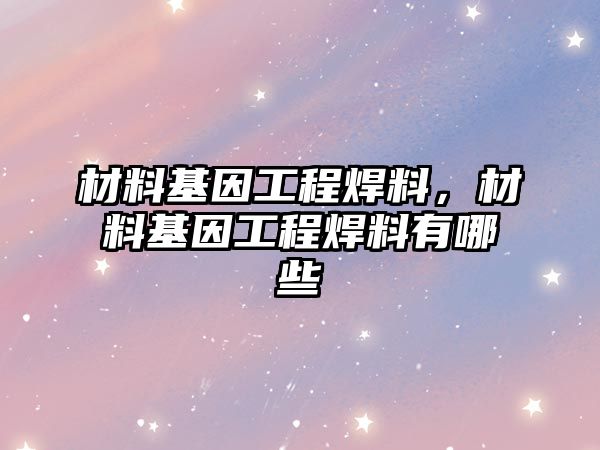 材料基因工程焊料，材料基因工程焊料有哪些