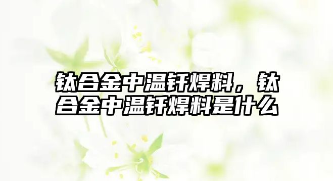 鈦合金中溫釬焊料，鈦合金中溫釬焊料是什么