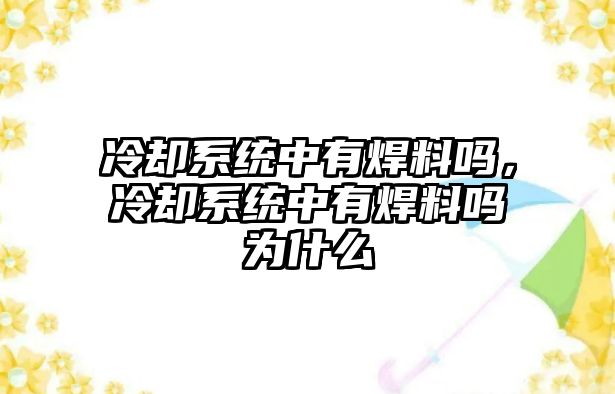 冷卻系統(tǒng)中有焊料嗎，冷卻系統(tǒng)中有焊料嗎為什么