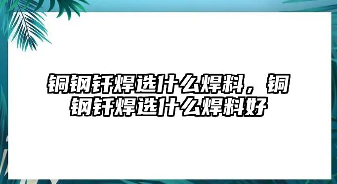 銅鋼釬焊選什么焊料，銅鋼釬焊選什么焊料好