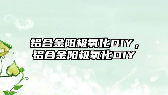 鋁合金陽極氧化DIY，鋁合金陽極氧化DIY