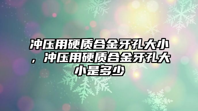 沖壓用硬質合金牙孔大小，沖壓用硬質合金牙孔大小是多少