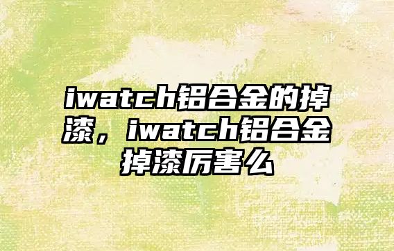 iwatch鋁合金的掉漆，iwatch鋁合金掉漆厲害么