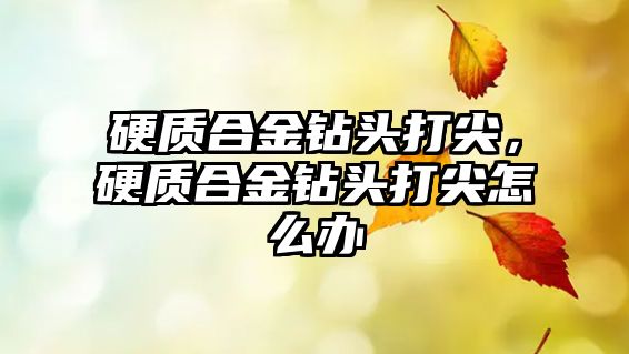 硬質(zhì)合金鉆頭打尖，硬質(zhì)合金鉆頭打尖怎么辦